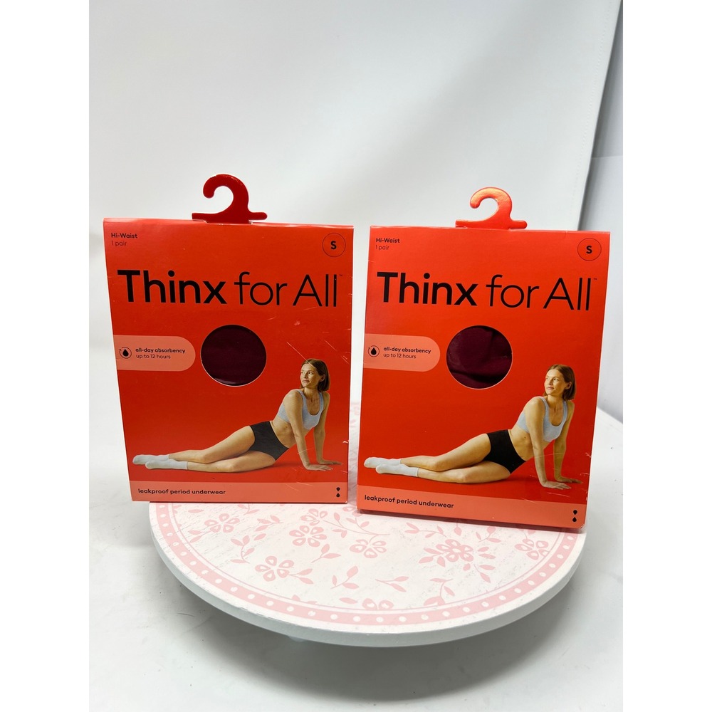 THINX Period Panties Small Rhubarb Hi-Waist Leakproof Underwear Cotton 2PK NWT